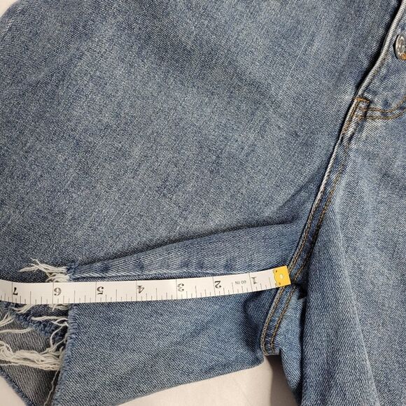 PAPER BAG shorts waist high rise bermuda cut off denim 12 - Picture 9 of 11